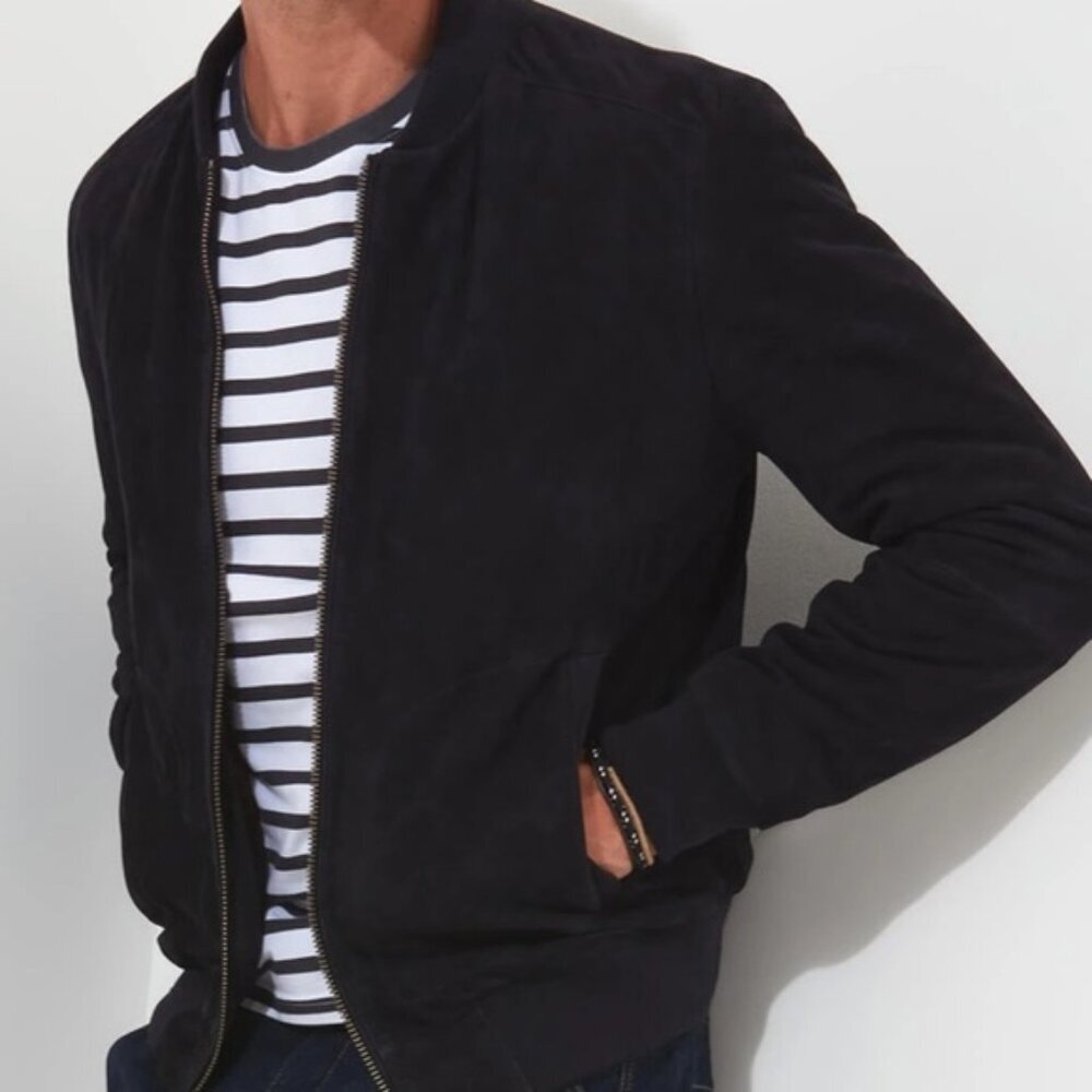 Balenciaga Bomber Navy Jacket Logo Zipper Pocket Lined Vintage Minimalist Coat M